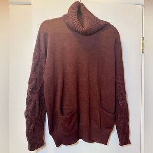 CHLOE 100% Alpaca Cowl Neck Pocket Front Sweater Purple Women’s Size XS